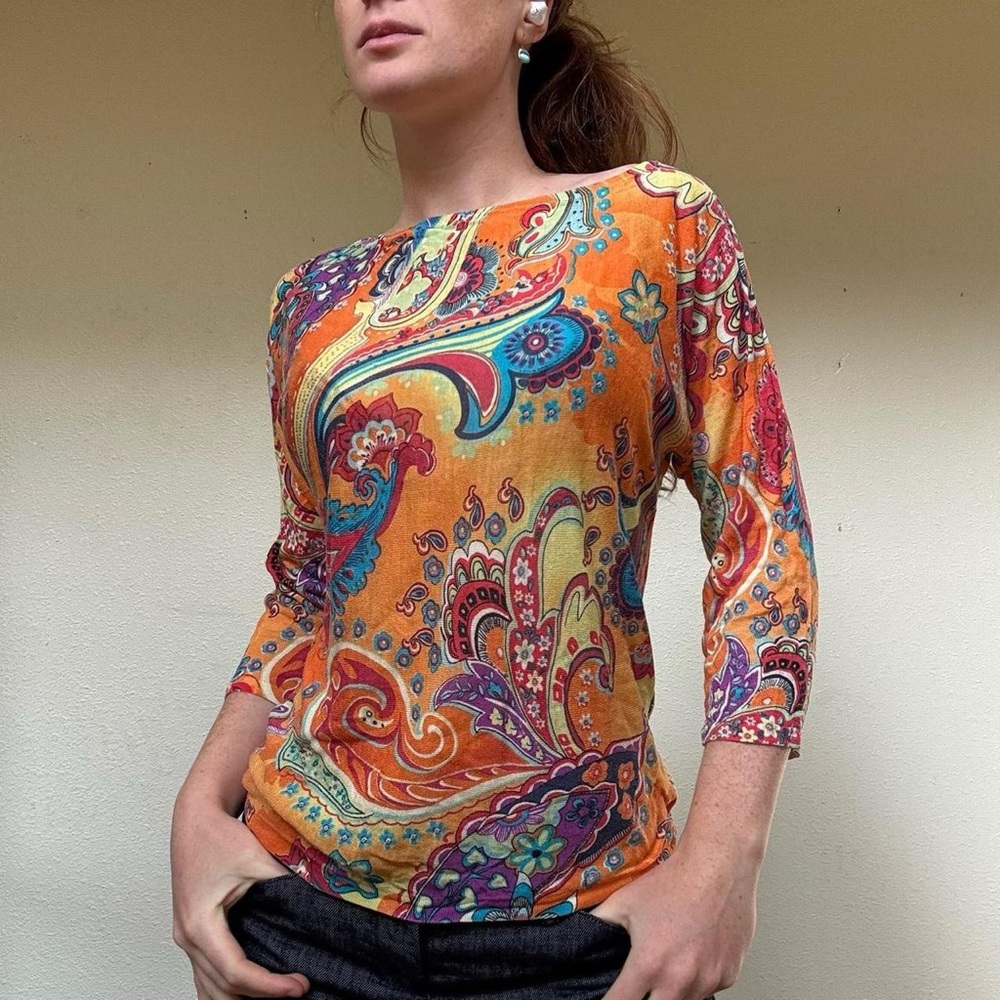 RARE Ralph Lauren silk maximalist colorful top - Picture 5 of 6